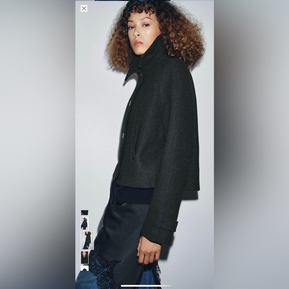 Zara Jackets & Blazers - Zara Women’s Dark Gray Pea crop coat